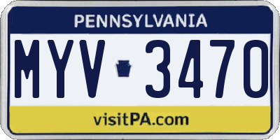 PA license plate MYV3470
