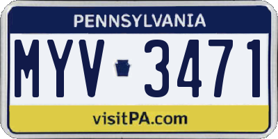 PA license plate MYV3471