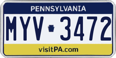 PA license plate MYV3472