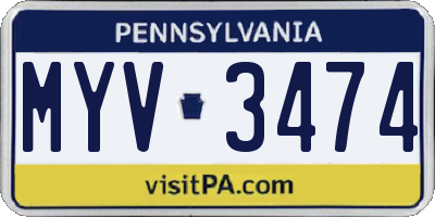 PA license plate MYV3474