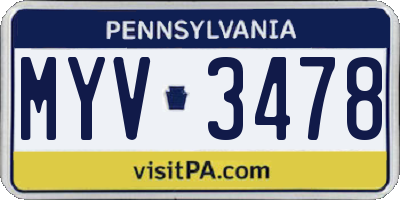 PA license plate MYV3478