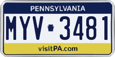 PA license plate MYV3481