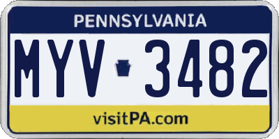 PA license plate MYV3482