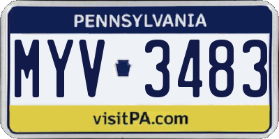 PA license plate MYV3483