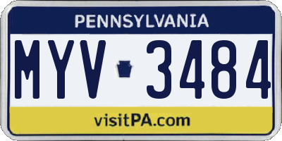 PA license plate MYV3484