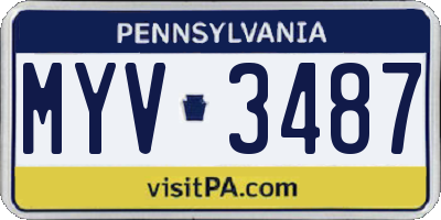 PA license plate MYV3487