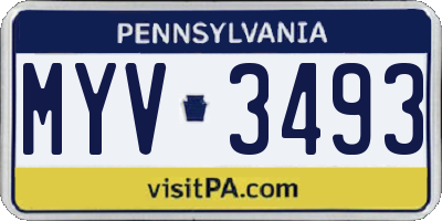 PA license plate MYV3493