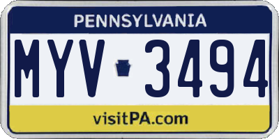 PA license plate MYV3494