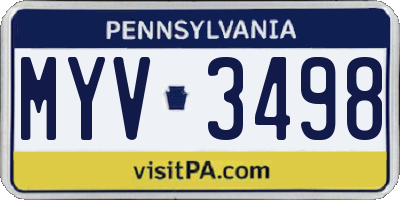 PA license plate MYV3498