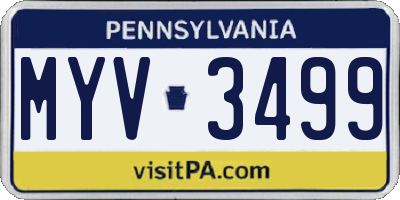 PA license plate MYV3499