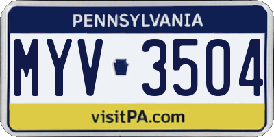 PA license plate MYV3504