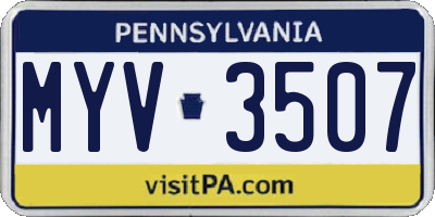 PA license plate MYV3507