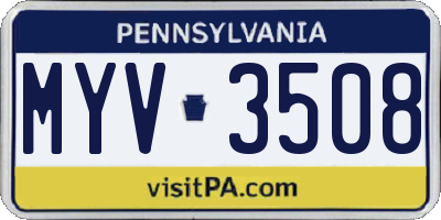 PA license plate MYV3508