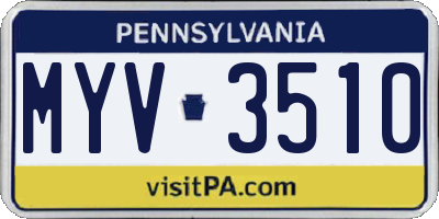 PA license plate MYV3510