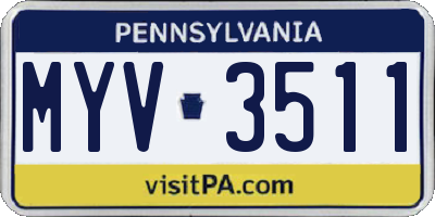 PA license plate MYV3511