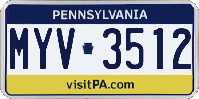 PA license plate MYV3512