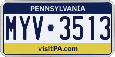 PA license plate MYV3513