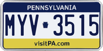 PA license plate MYV3515