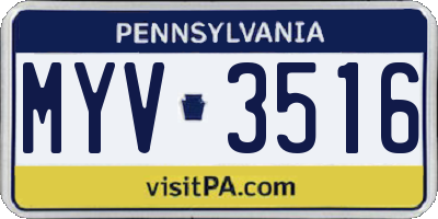 PA license plate MYV3516