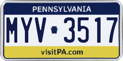 PA license plate MYV3517