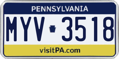 PA license plate MYV3518