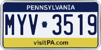 PA license plate MYV3519