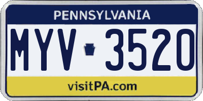 PA license plate MYV3520