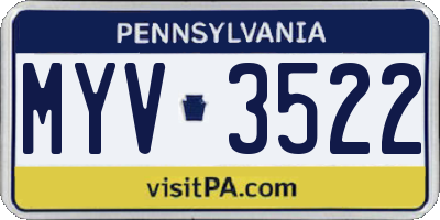 PA license plate MYV3522