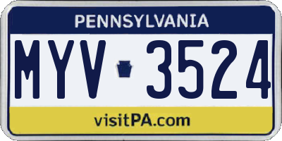 PA license plate MYV3524