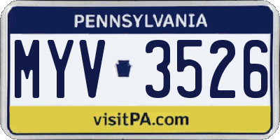 PA license plate MYV3526