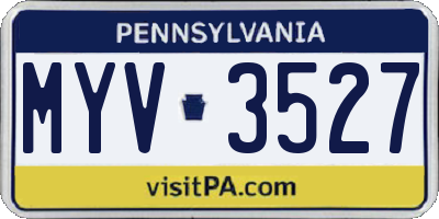 PA license plate MYV3527