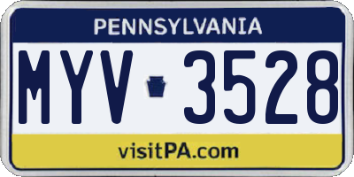 PA license plate MYV3528
