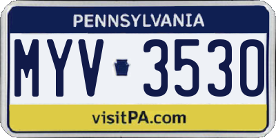 PA license plate MYV3530
