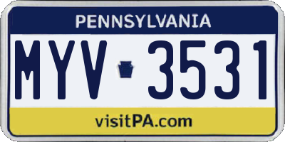PA license plate MYV3531