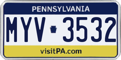 PA license plate MYV3532