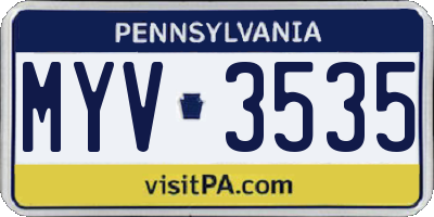 PA license plate MYV3535
