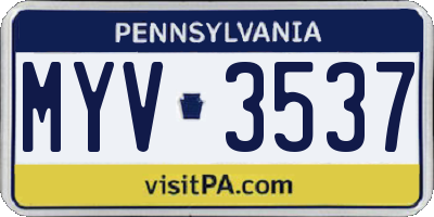 PA license plate MYV3537