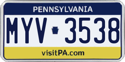 PA license plate MYV3538