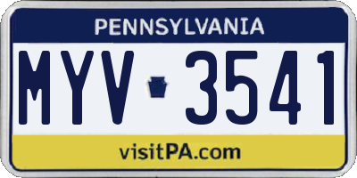 PA license plate MYV3541