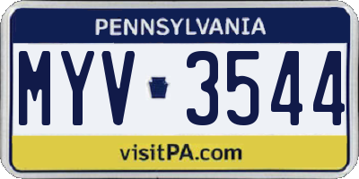 PA license plate MYV3544