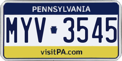 PA license plate MYV3545