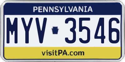 PA license plate MYV3546