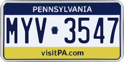 PA license plate MYV3547