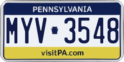 PA license plate MYV3548