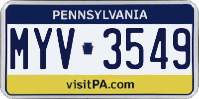 PA license plate MYV3549