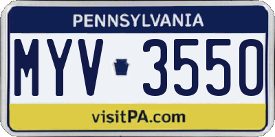 PA license plate MYV3550