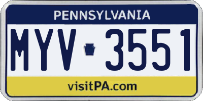 PA license plate MYV3551