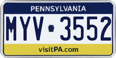 PA license plate MYV3552