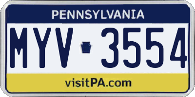 PA license plate MYV3554