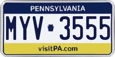 PA license plate MYV3555